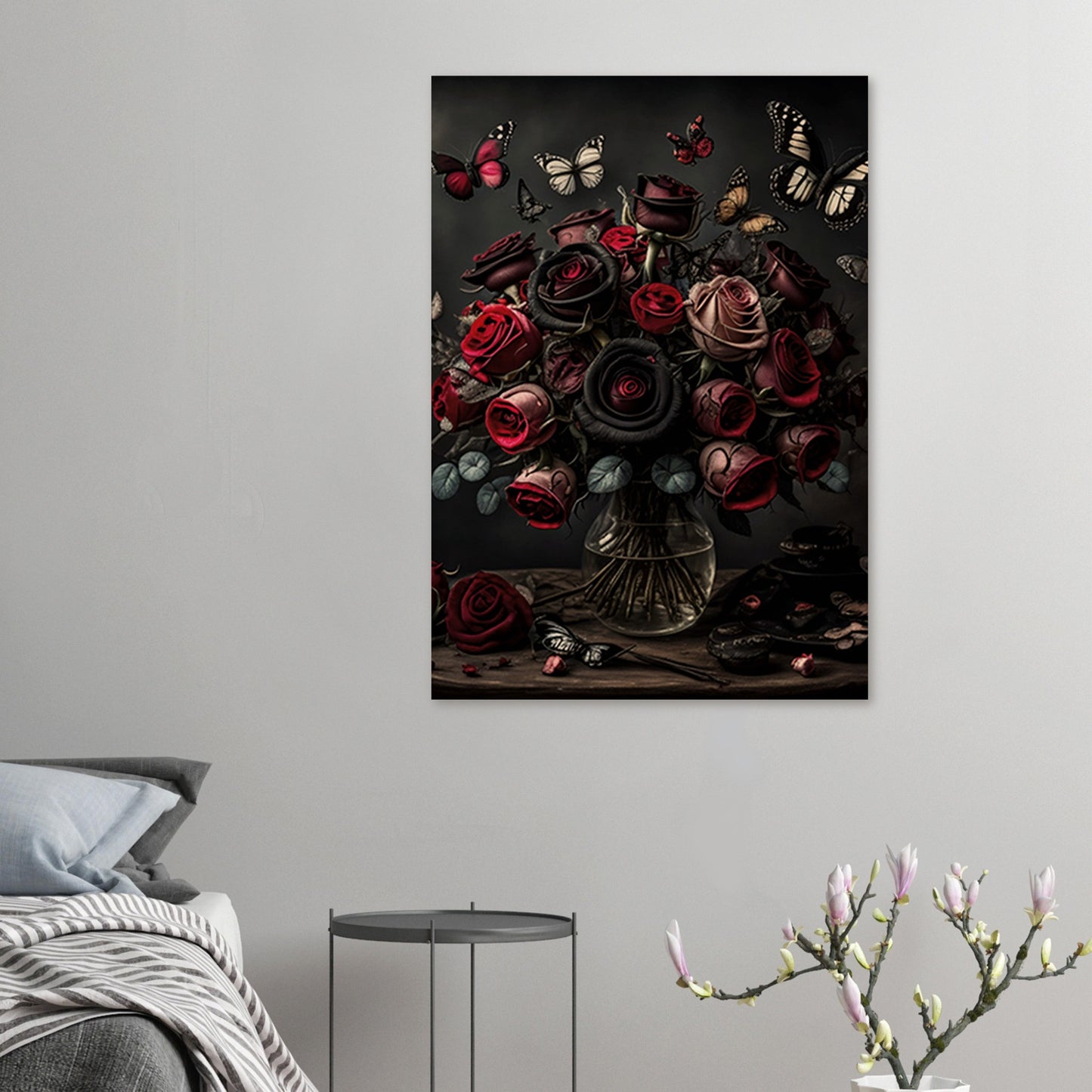 Museum-Quality Matte Paper Poster - Roses and Butterflies