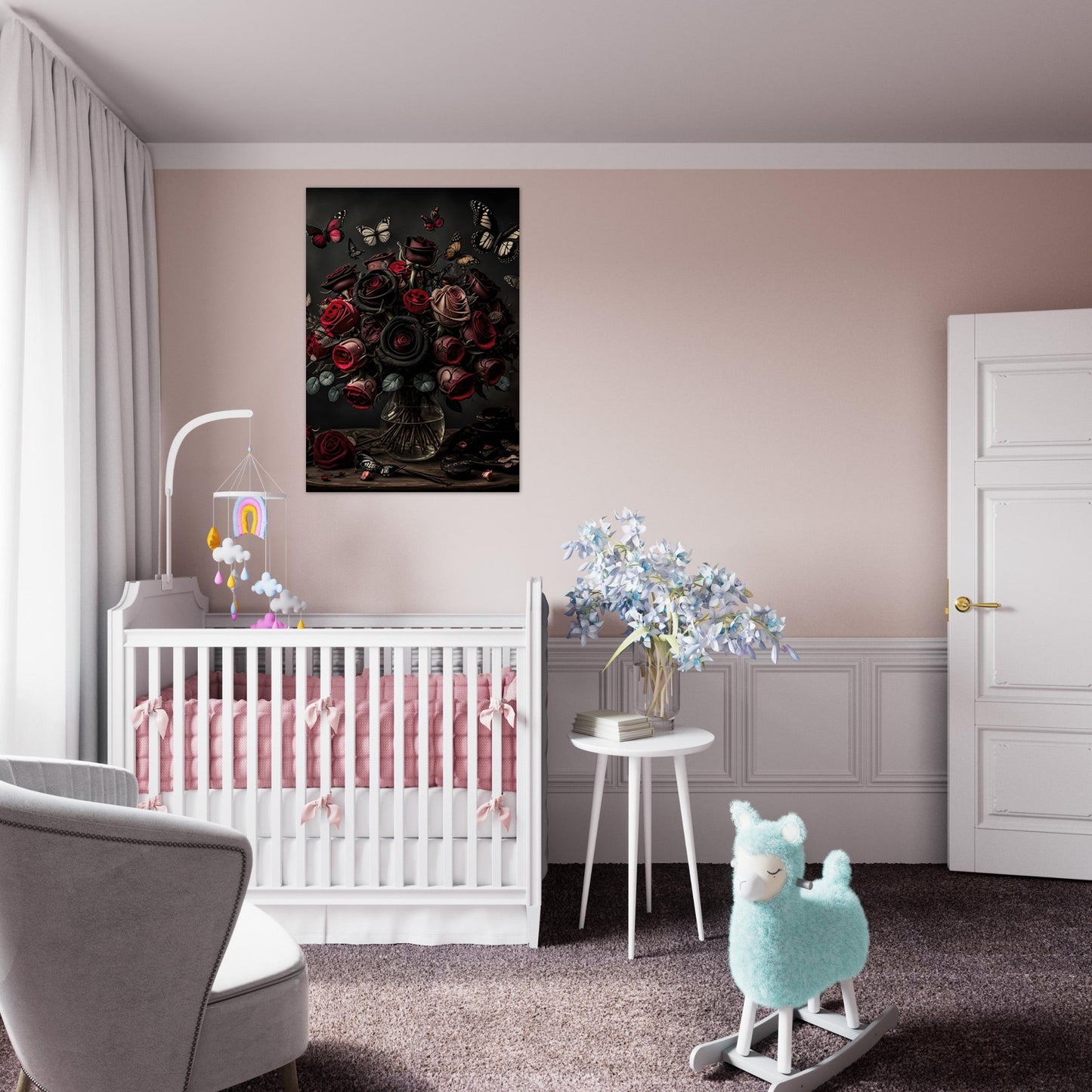Museum-Quality Matte Paper Poster - Roses and Butterflies