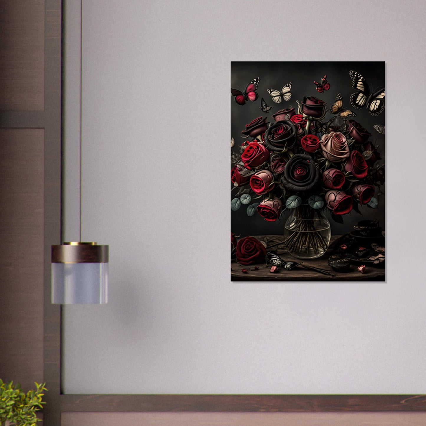 Museum-Quality Matte Paper Poster - Roses and Butterflies