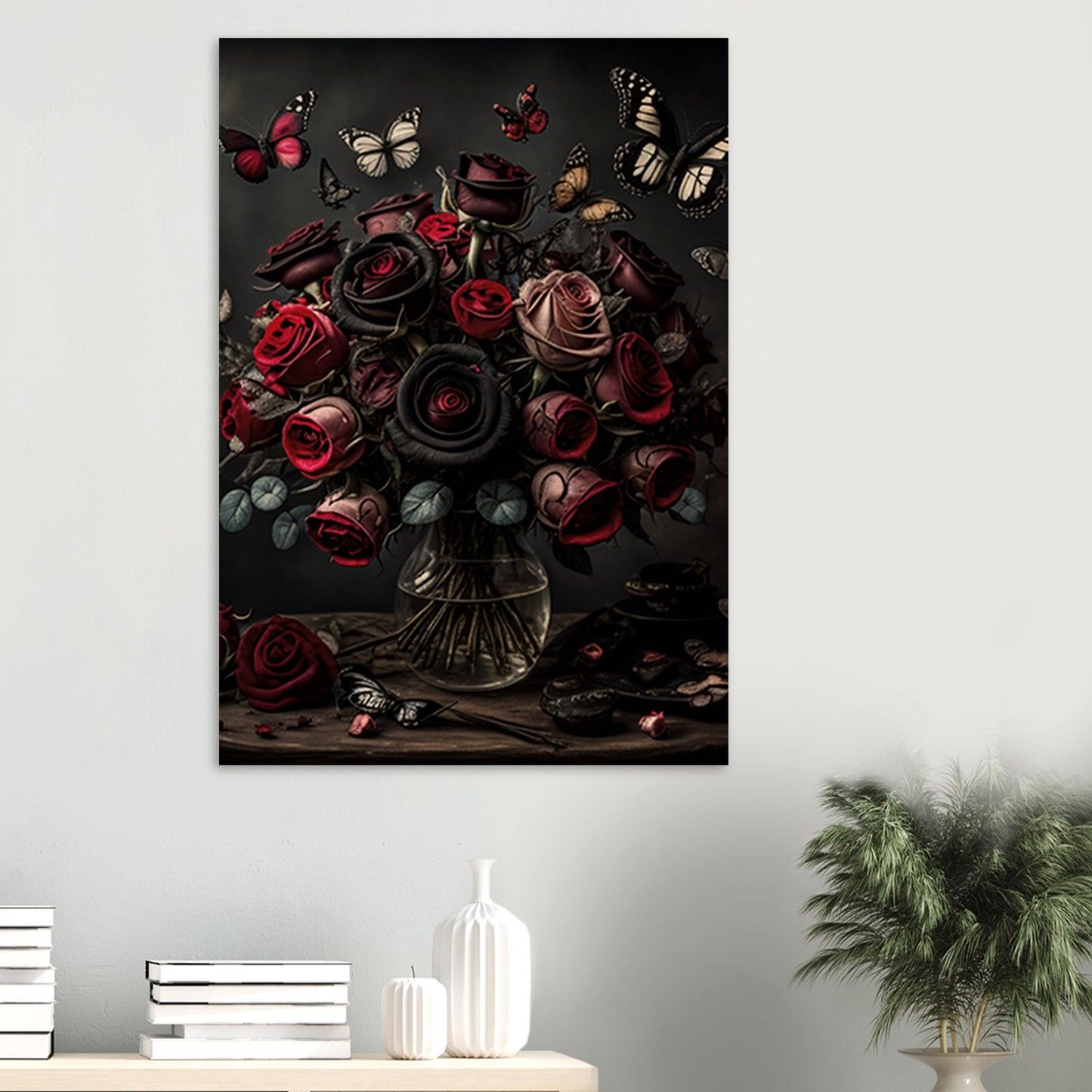 Museum-Quality Matte Paper Poster - Roses and Butterflies