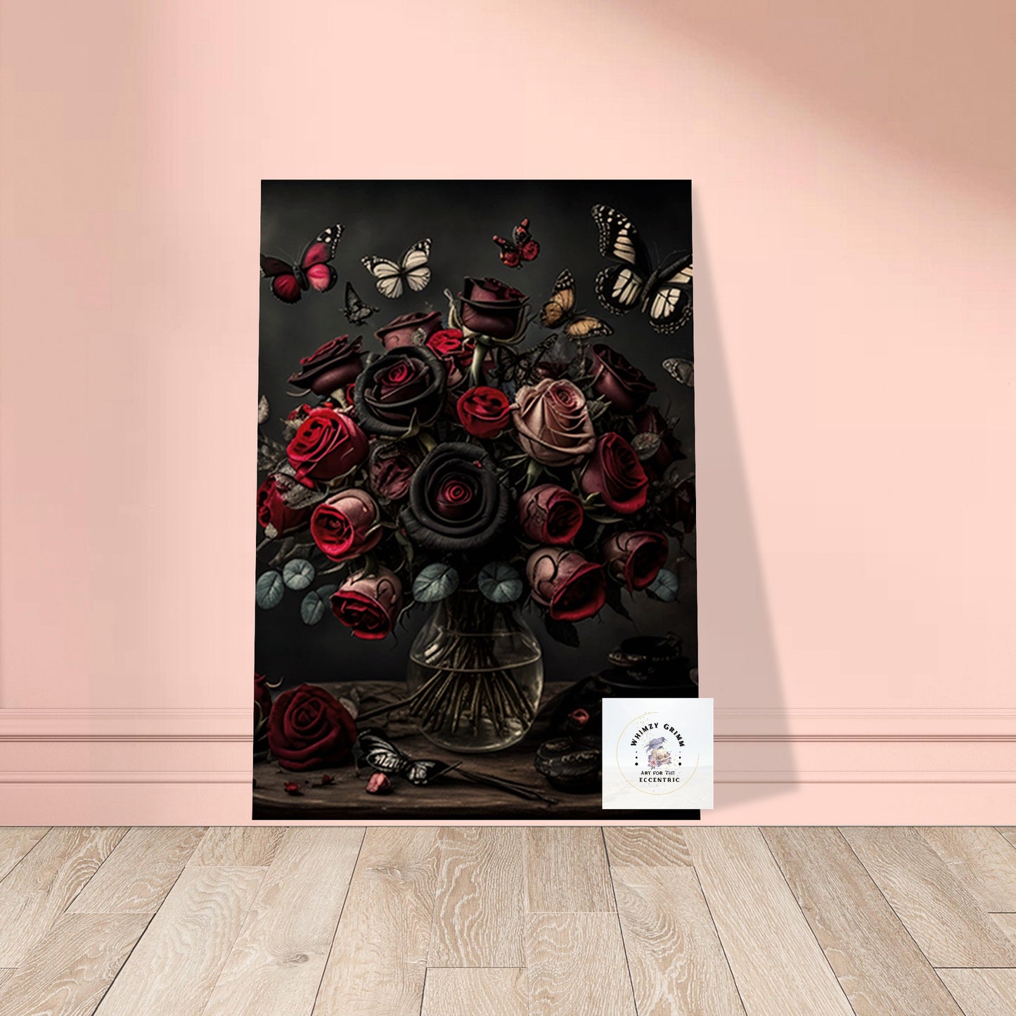Museum-Quality Matte Paper Poster - Roses and Butterflies