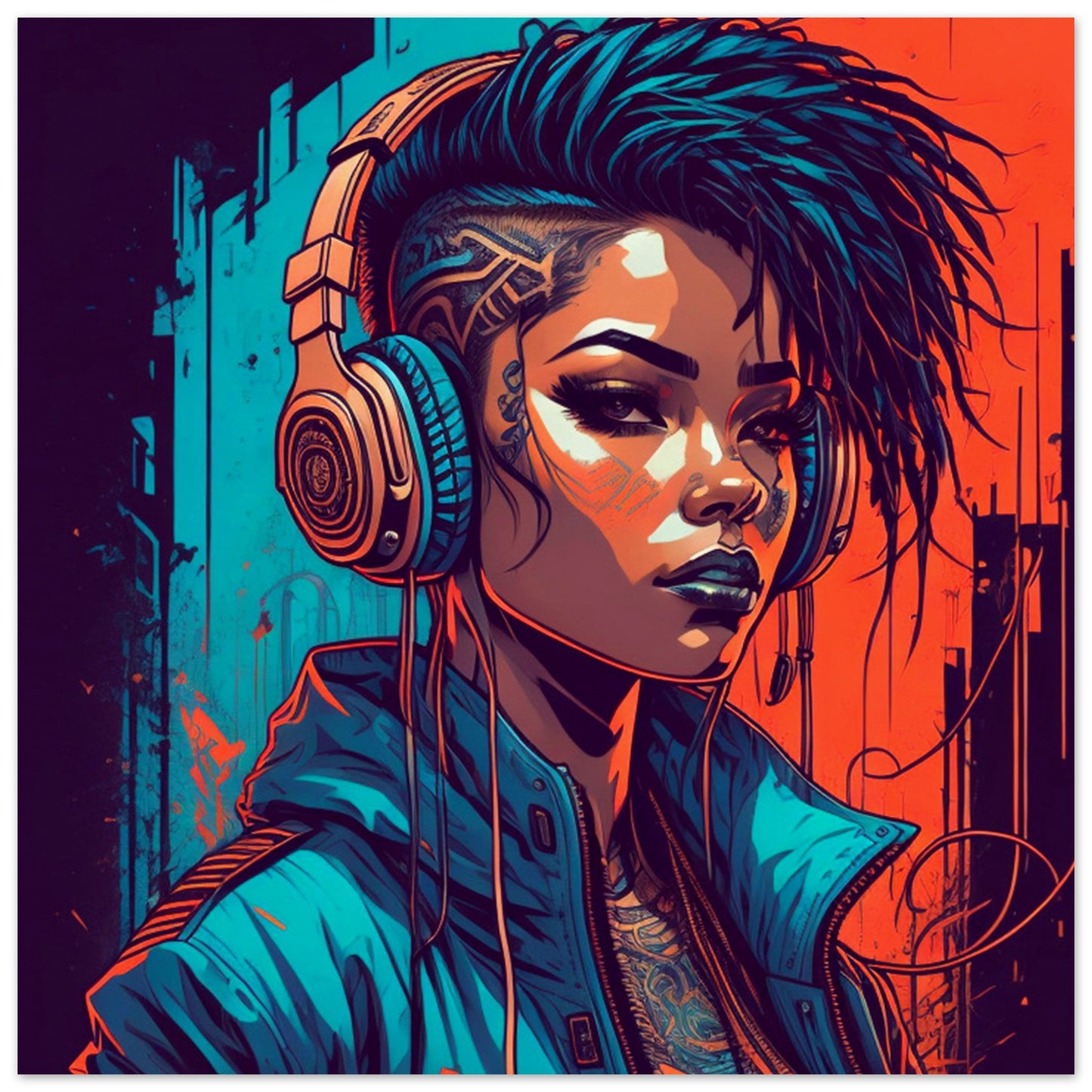 Punk Rock Girl Graff. Bright - Museum-Quality Matte Paper Poster