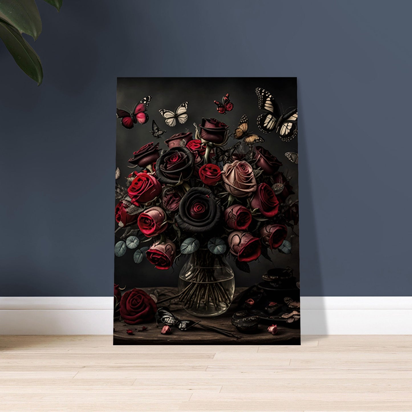 Museum-Quality Matte Paper Poster - Roses and Butterflies