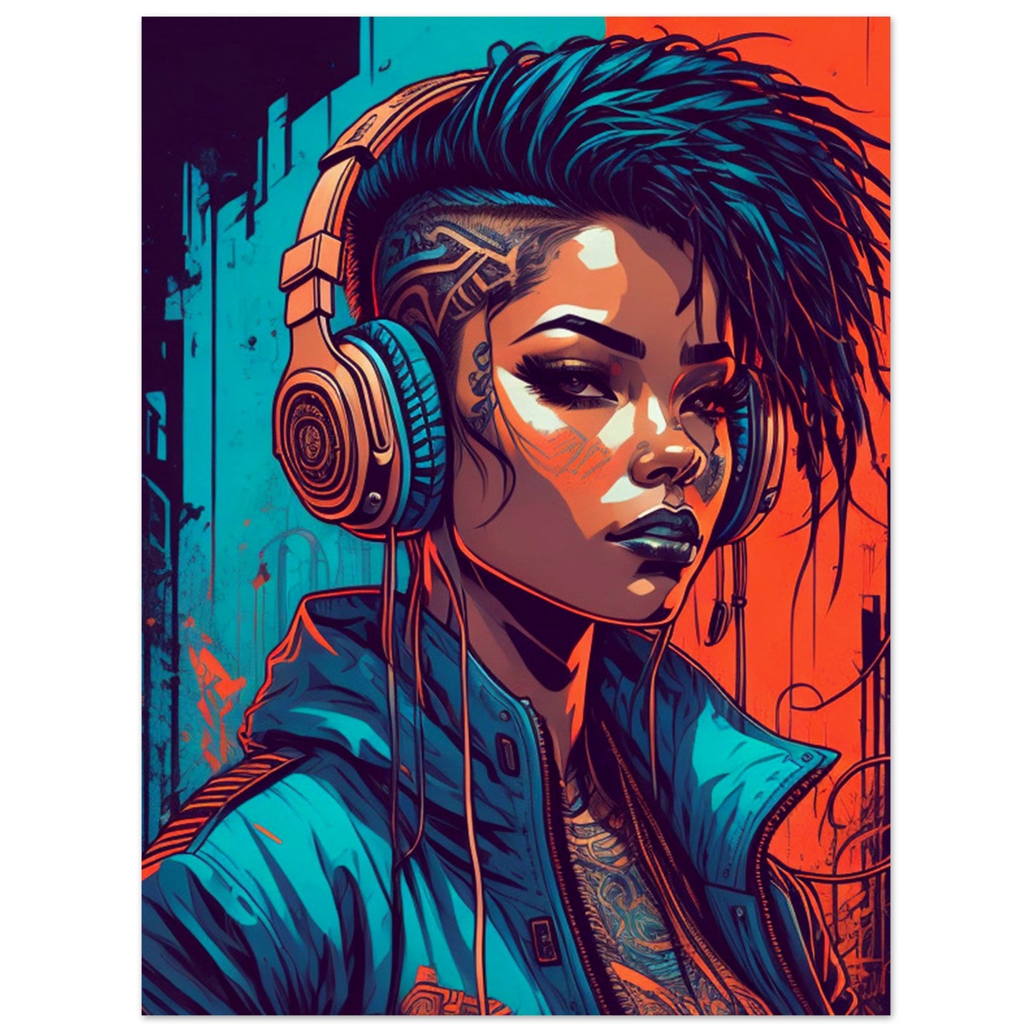 Punk Rock Girl Graff. Bright - Museum-Quality Matte Paper Poster