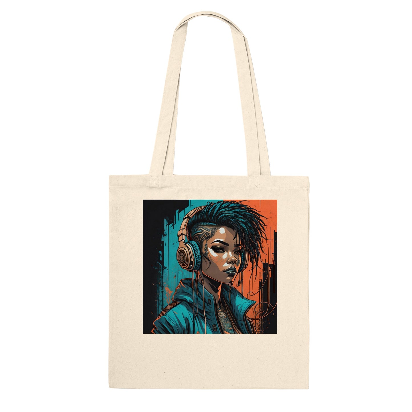 Punk Rock Girl Graff. Orange & Torq. - Premium Tote Bag