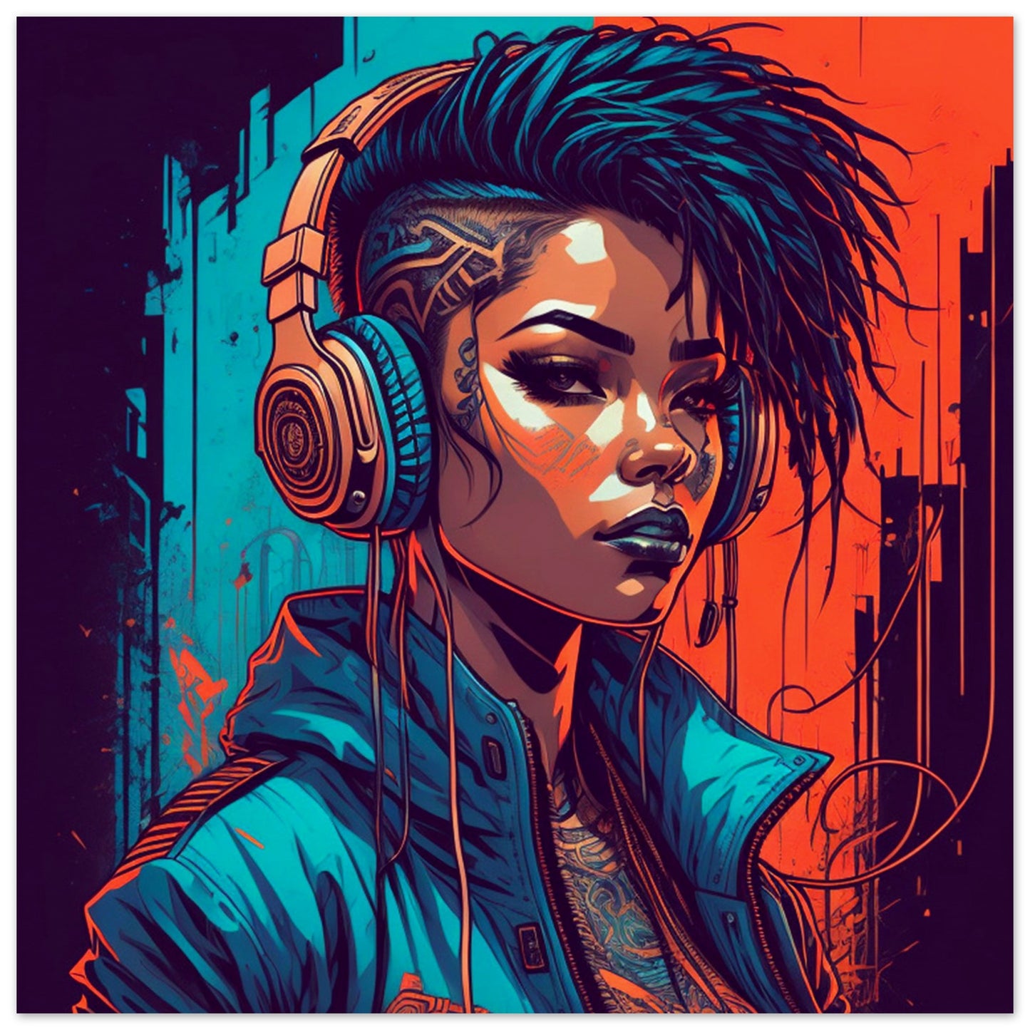 Punk Rock Girl Graff. Bright - Museum-Quality Matte Paper Poster