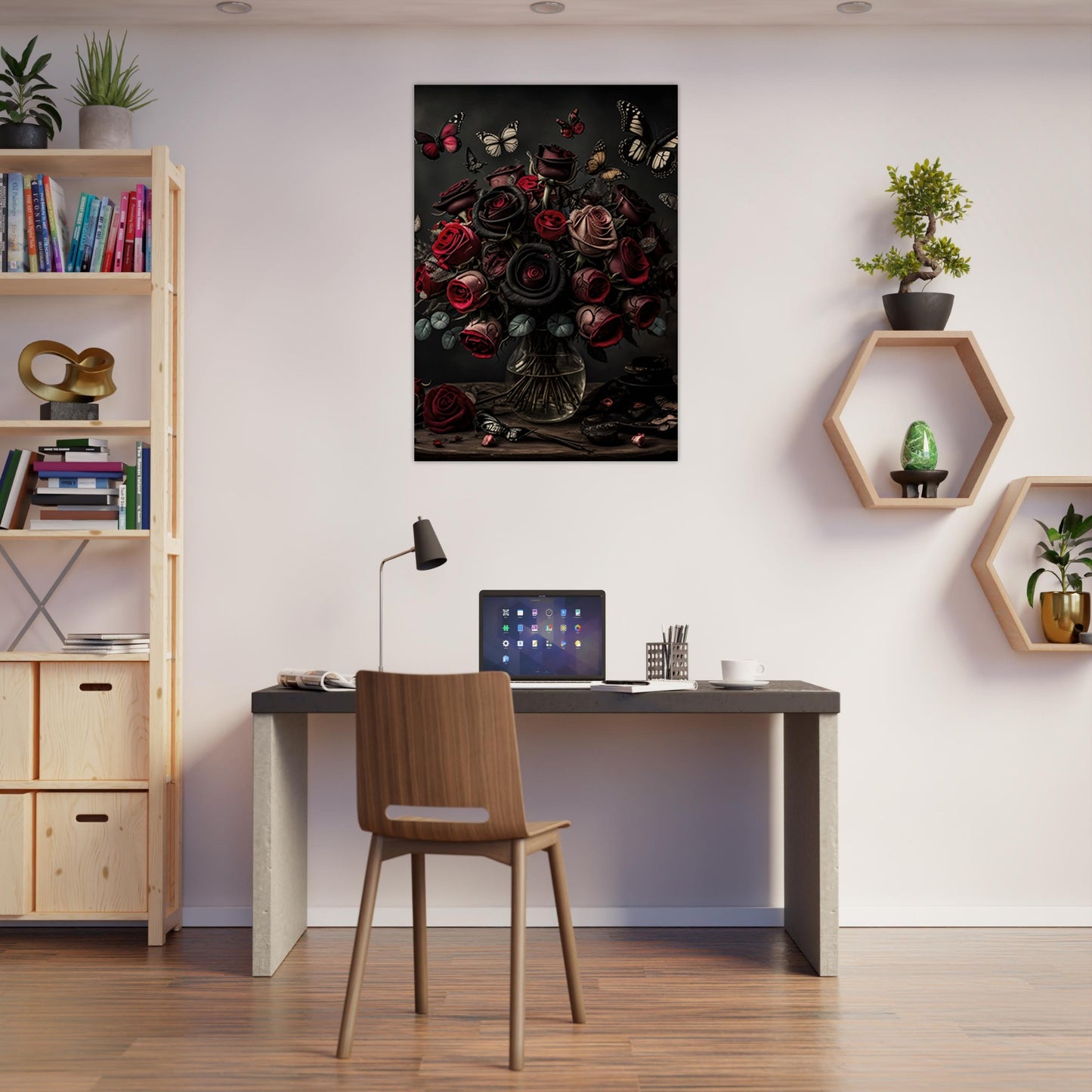 Museum-Quality Matte Paper Poster - Roses and Butterflies