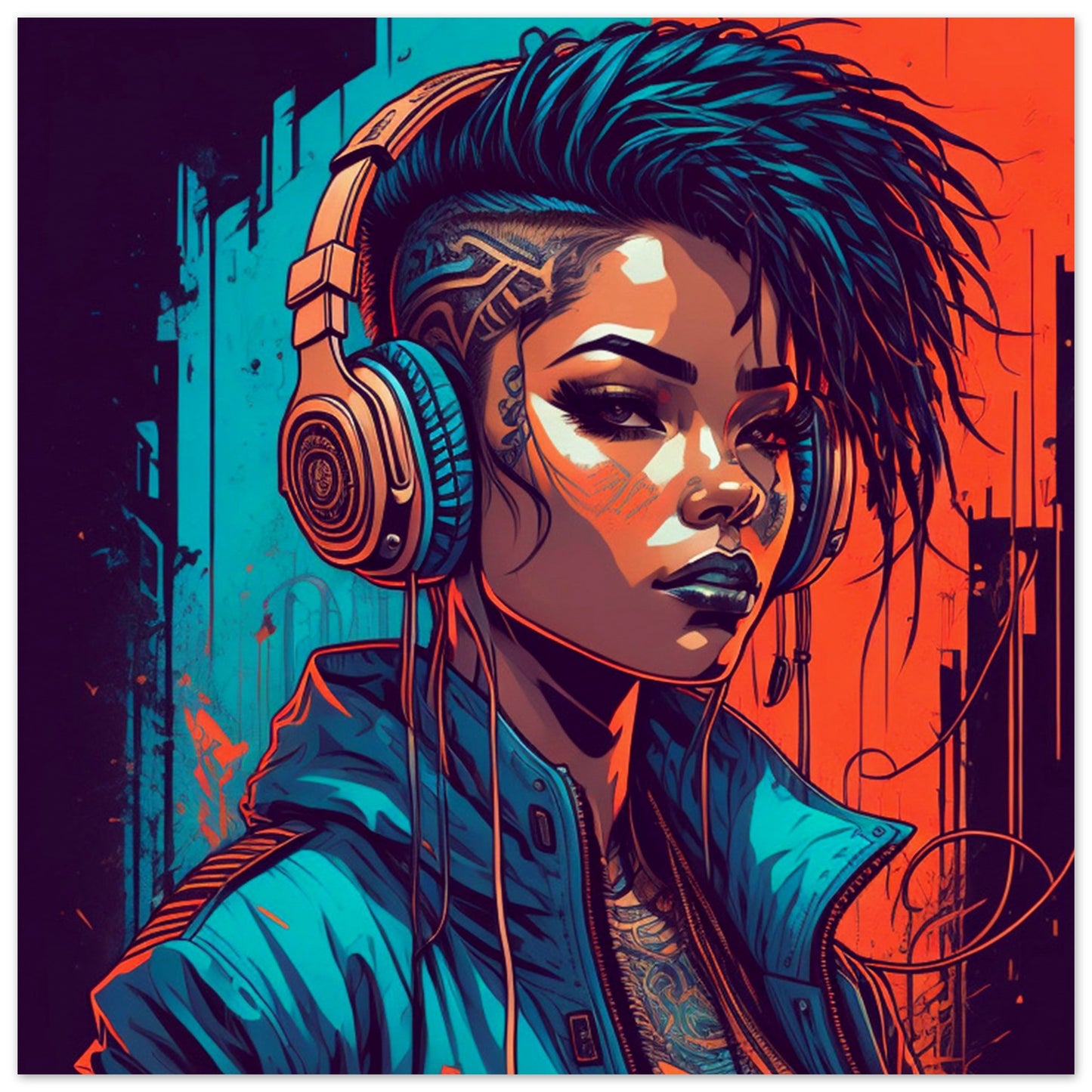 Punk Rock Girl Graff. Bright - Museum-Quality Matte Paper Poster