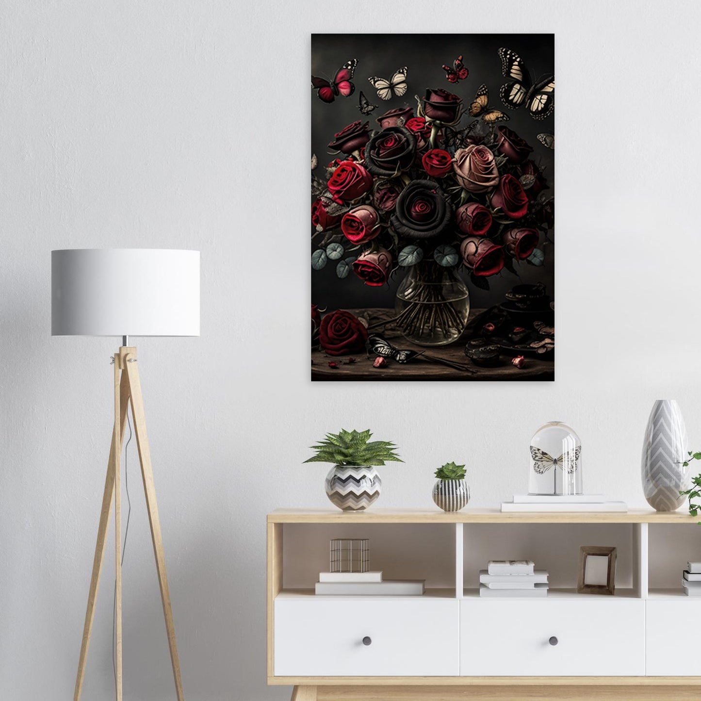 Museum-Quality Matte Paper Poster - Roses and Butterflies