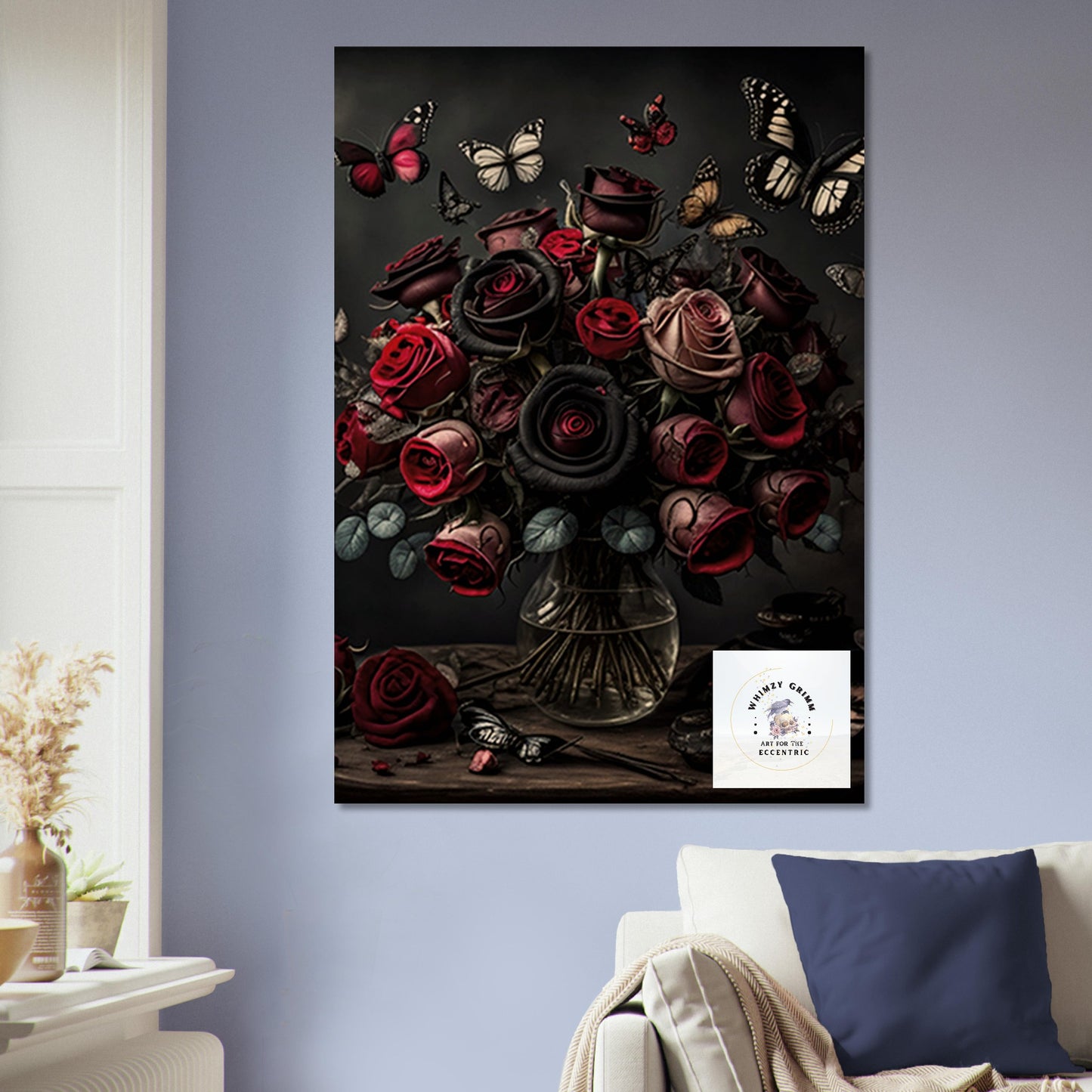 Museum-Quality Matte Paper Poster - Roses and Butterflies