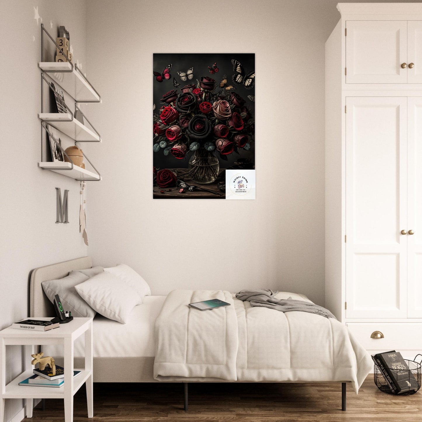 Museum-Quality Matte Paper Poster - Roses and Butterflies