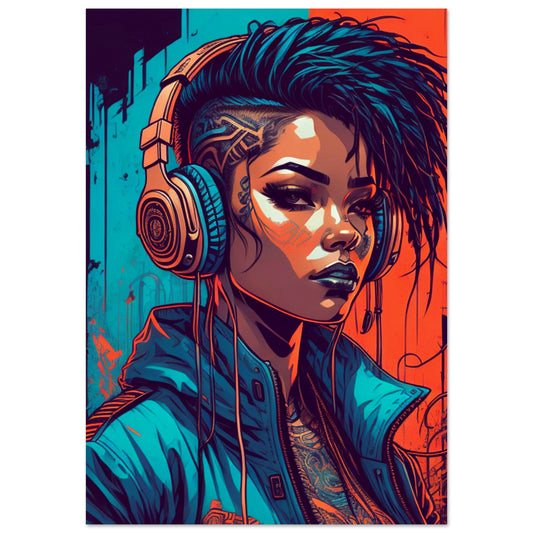 Punk Rock Girl Graff. Bright - Museum-Quality Matte Paper Poster